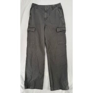 Gap Loose Khaki Cargo Pants Soft Black 6 Tall 100% Cotton Y2K Grunge